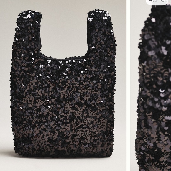 Anthropologie Handbags - NWT Anthropologie PAILLETTE Black Sequin Mini Tote